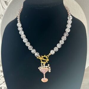 Pink glass necklace .2designs ,